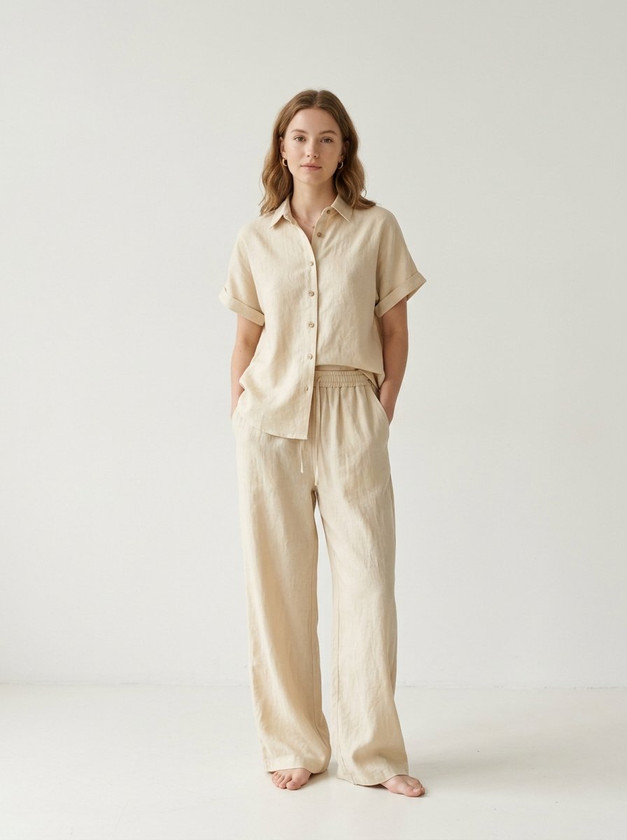Ensemble Daria en lin beige crème - Vue de face